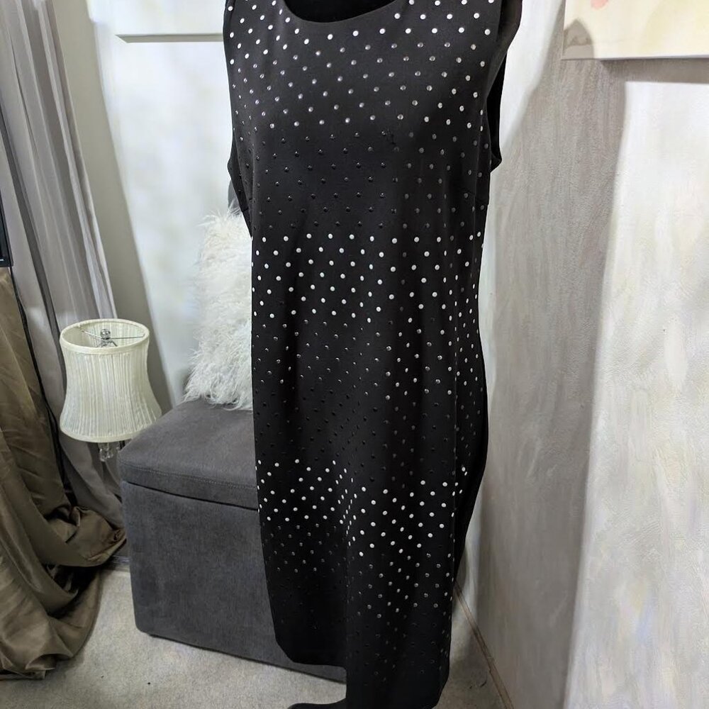 Black Dress with black and white dots.Size 12. Designer Spense